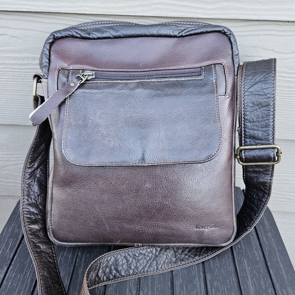 Colombian Leather Dark Brown Crossbody Bag Purse Men's Tote Satchel Quality Bag